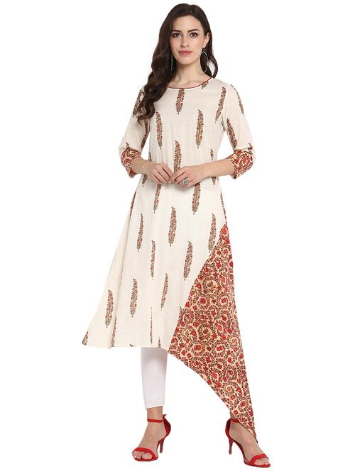 floral printed asymmetric kurta - 16192648 - Very Small Image - 1