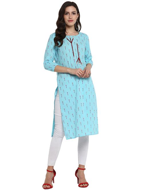 ikat printed straight kurta - 16192654 - Very Small Image - 1