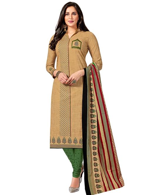 printed unstitched churidaar suit - 16192758 - Very Small Image - 1