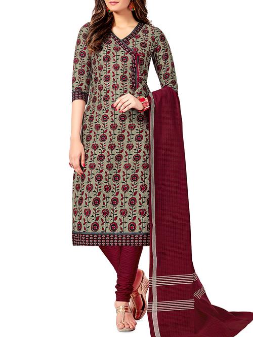 floral printed unstitched churidaar suit - 16192766 - Very Small Image - 1