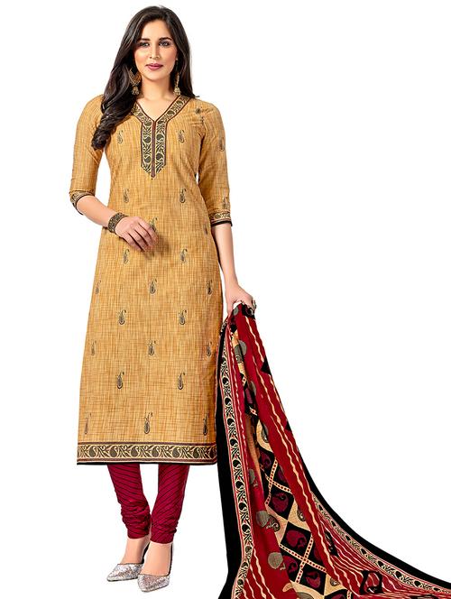 paisley printed unstitched churidaar suit - 16192769 - Very Small Image - 1