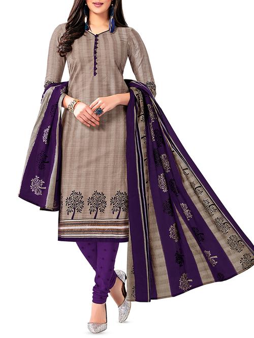 striped printed unstitched churidaar suit - 16192770 - Very Small Image - 1