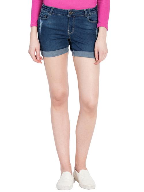 turn up hem denim shorts - 16192843 - Very Small Image - 1