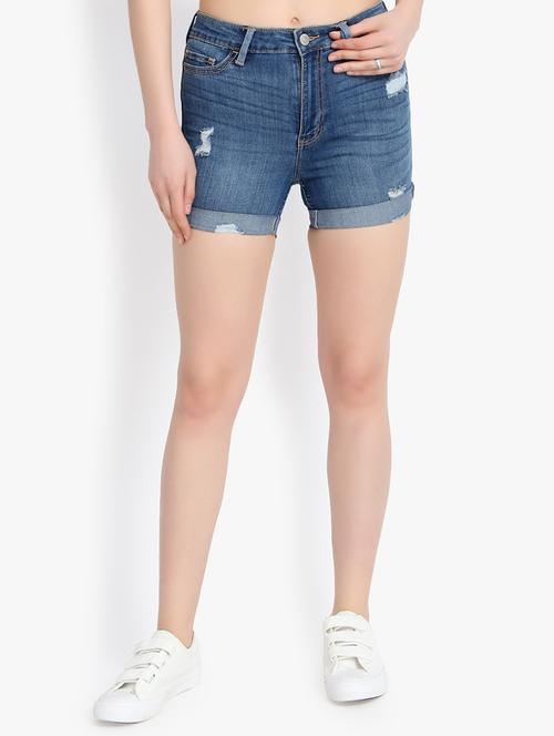 turn up hem denim shorts - 16192848 - Very Small Image - 1