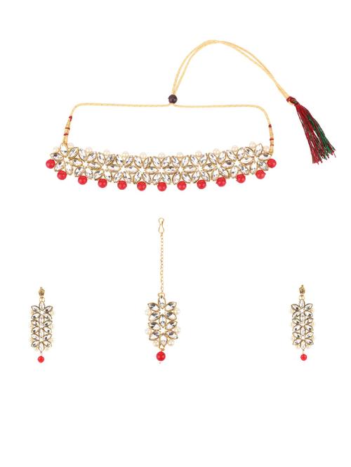 red metal necklaces and earring - 16192910 - Very Small Image - 1