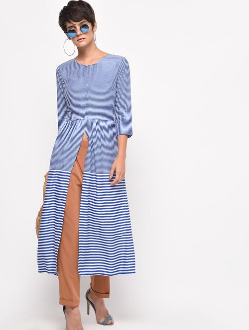 front slit striped tunic - 16193038 - Very Small Image - 1