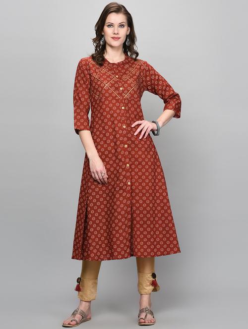 floral printed a-line kurta - 16194032 - Very Small Image - 1