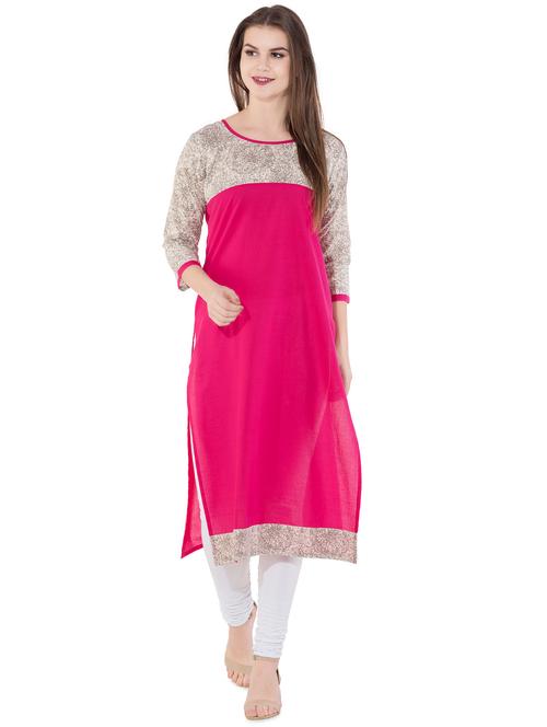 printed yoke straight kurta - 16194307 - Very Small Image - 1