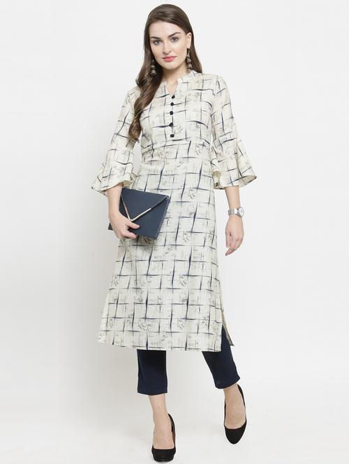 off-white printed kurta pant set - 16194929 - Very Small Image - 1