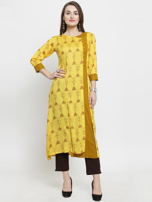 yellow ikat kurta pant set - 16194941 - Very Small Image - 1