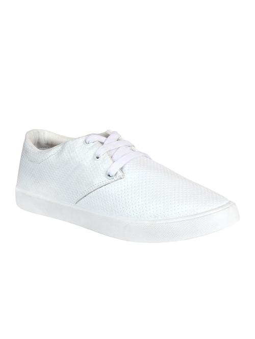 white leatherette lace up sneakers - 16195457 - Very Small Image - 1