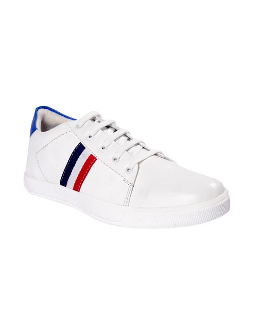 white leatherette lace up sneakers - 16195572 - Very Small Image - 1