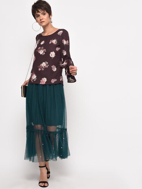 layered bell sleeve floral top - 16195583 - Very Small Image - 1