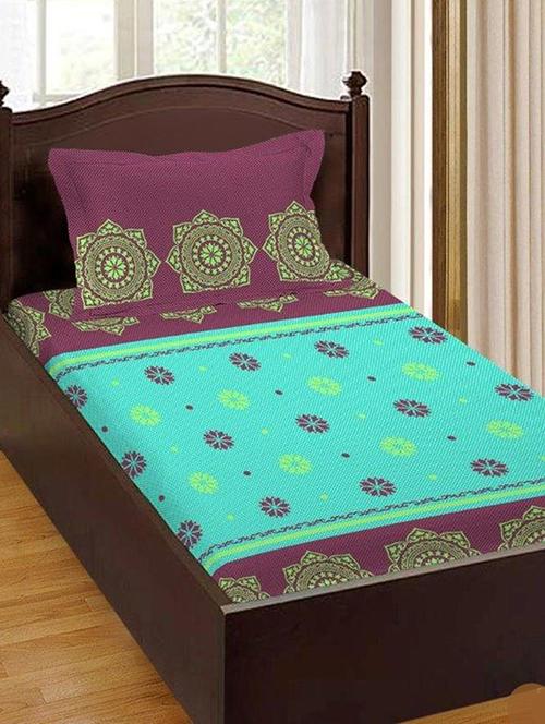 bombay dyeing 100% cotton single size bedsheet with 1 pillow cover - 16195813 - Very Small Image - 1