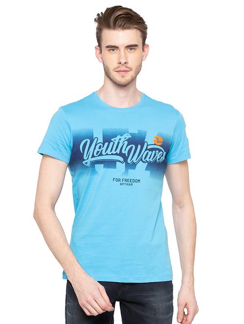 turquoise typographic chest print tshirt - 16195878 - Very Small Image - 1
