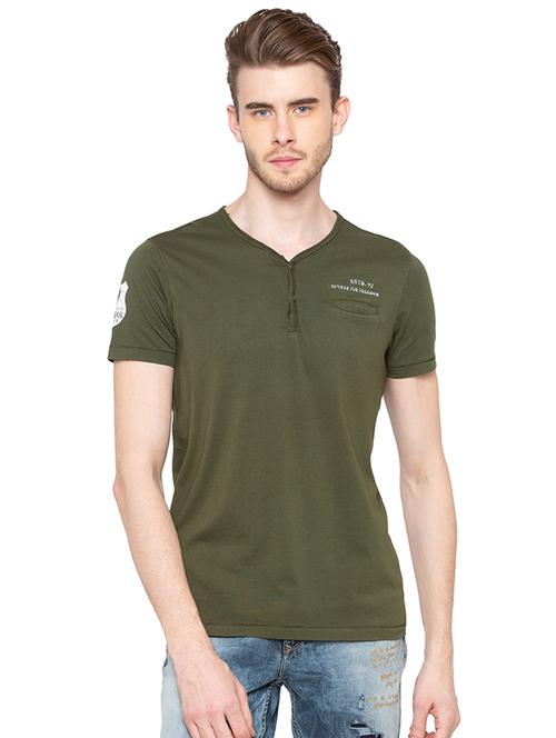 olive green solid pocket tshirt - 16195897 - Very Small Image - 1