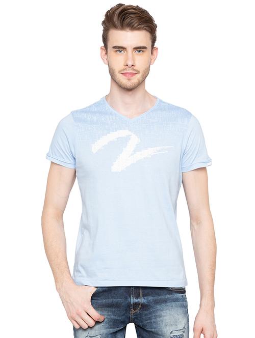 light blue chest print tshirt - 16195899 - Very Small Image - 1