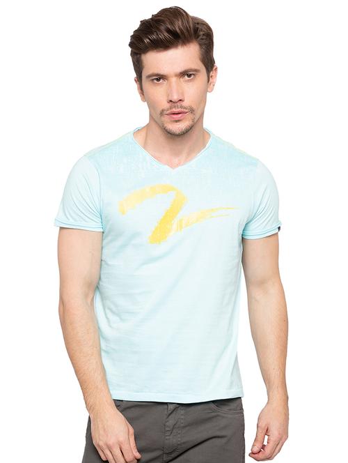 light blue chest print tshirt - 16195901 - Very Small Image - 1