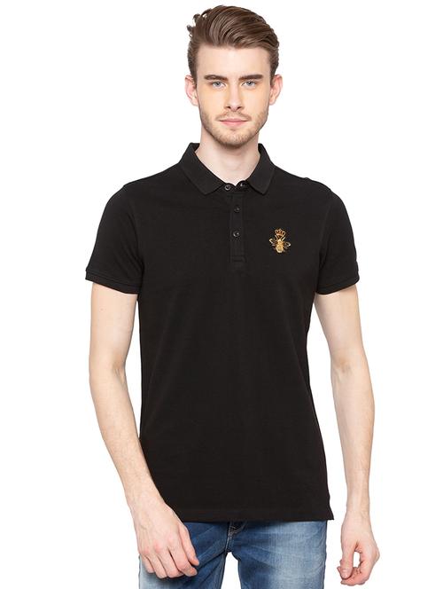 black solid polo t-shirt - 16195946 - Very Small Image - 1