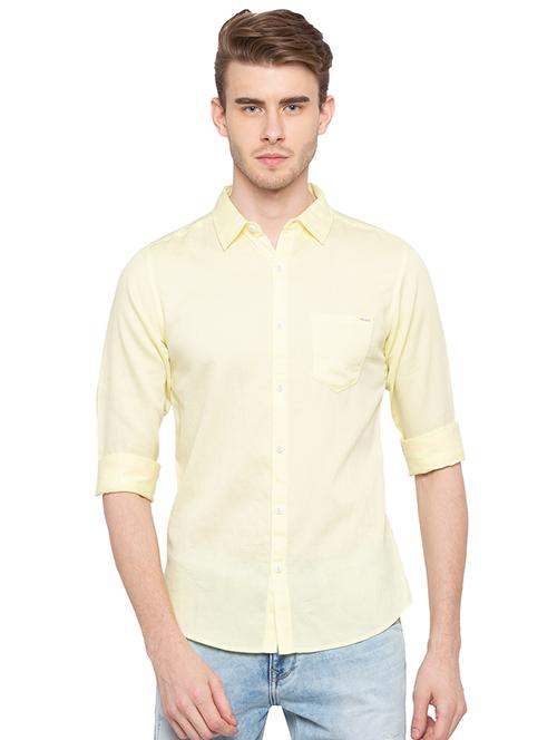 yellow solid casual shirt - 16196336 - Very Small Image - 1