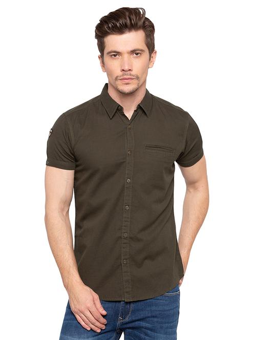 green solid casual shirt - 16196346 - Very Small Image - 1
