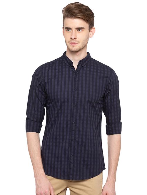 navy blue checkered casual shirt - 16196353 - Very Small Image - 1