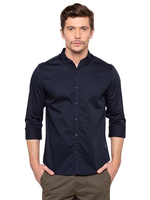navy blue solid casual shirt - 16196356 - Very Small Image - 1