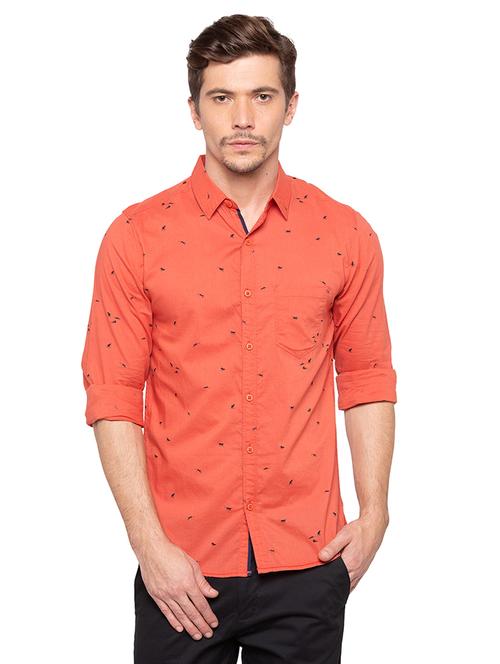 orange printed casual shirt - 16196373 - Very Small Image - 1