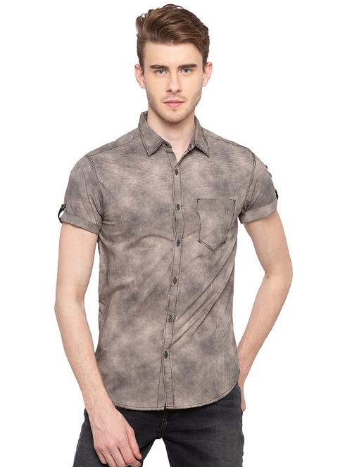grey printed casual shirt - 16196381 - Very Small Image - 1