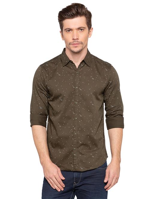 olive green printed casual shirt - 16196422 - Very Small Image - 1