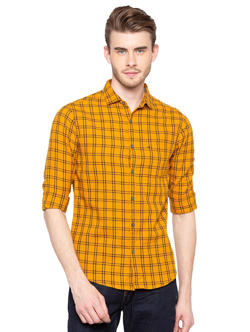 yellow checkered casual shirt - 16196438 - Very Small Image - 1