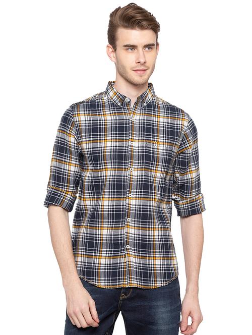 blue checkered casual shirt - 16196455 - Very Small Image - 1
