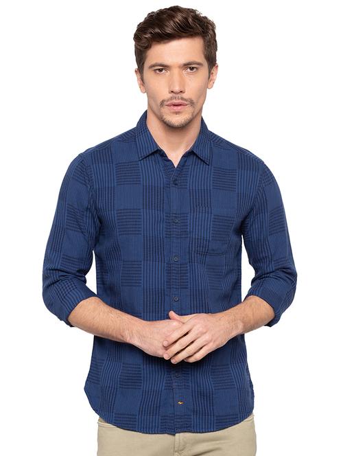 blue checkered casual shirt - 16196464 - Very Small Image - 1