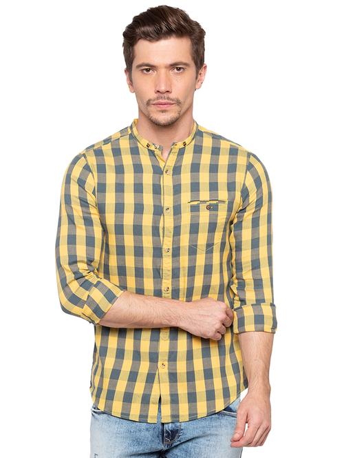 yellow checkered casual shirt - 16196468 - Very Small Image - 1