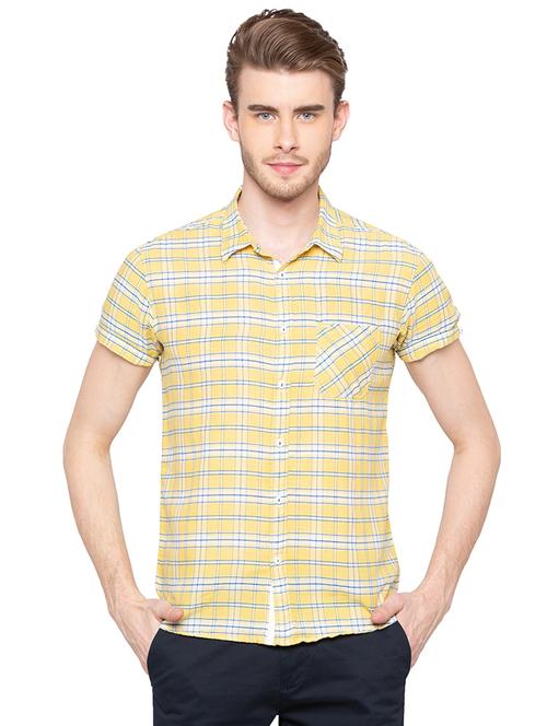 yellow checkered casual shirt - 16196470 - Very Small Image - 1