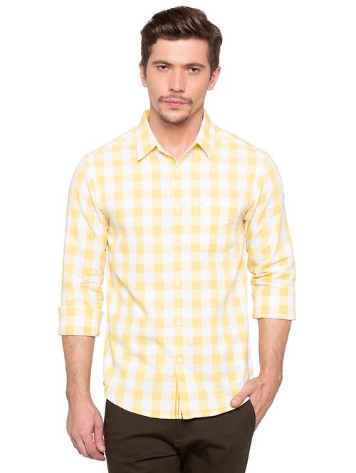 yellow checkered casual shirt - 16196481 - Very Small Image - 1