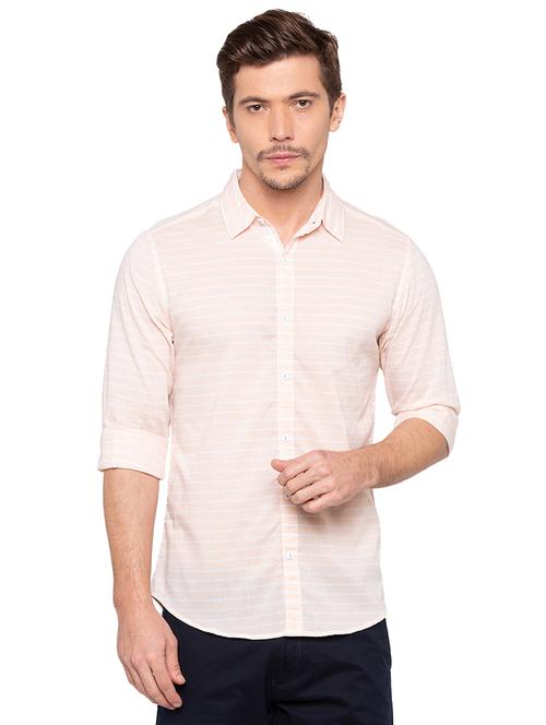 peach striped casual shirt - 16196485 - Very Small Image - 1