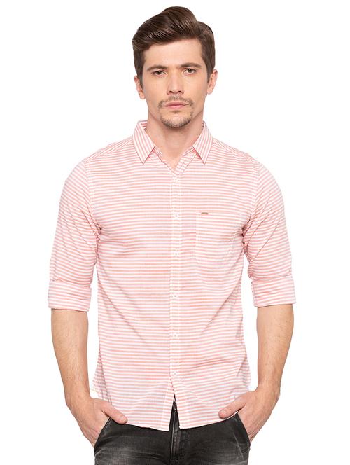 orange striped casual shirt - 16196492 - Very Small Image - 1