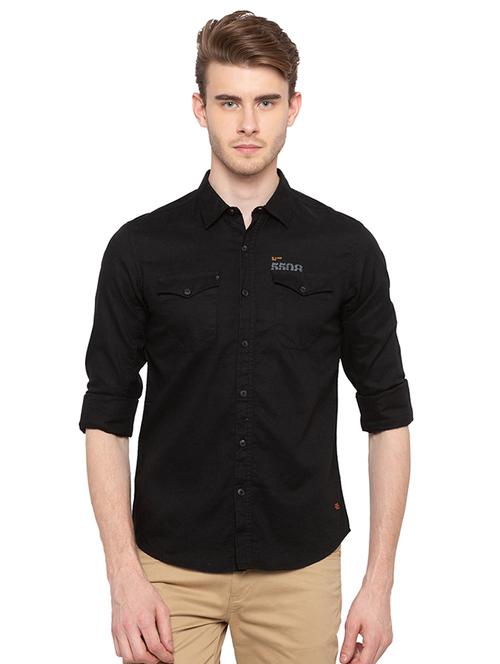 black solid casual shirt - 16196497 - Very Small Image - 1