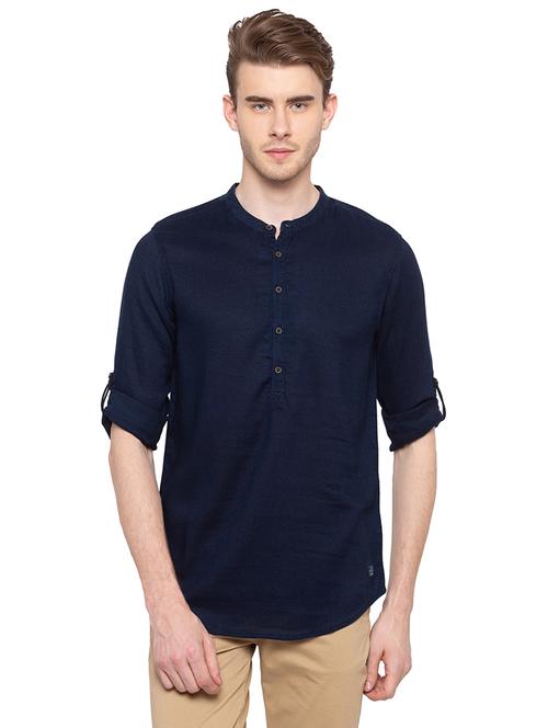 blue cotton short kurta - 16196503 - Very Small Image - 1