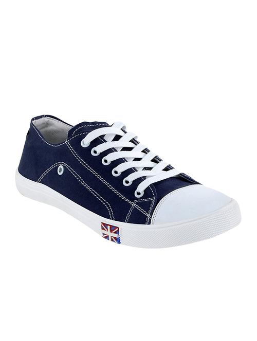 navy blue canvas lace up sneakers - 16196621 - Very Small Image - 1