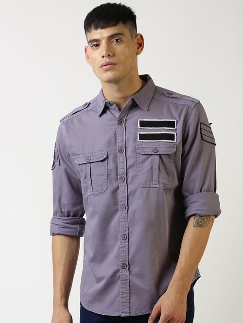 grey cotton casual shirt - 16196667 - Very Small Image - 1
