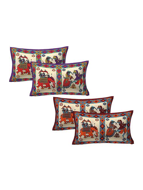 cotton multicolor pillow covers 2 sets (4 pieces)-17"x27" - 16197652 - Very Small Image - 1