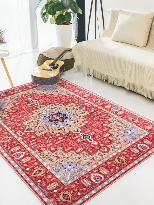 antique look royal medalian anti-skid premium quality large size carpet (5 x 7 feet) - 16197808 - Very Small Image - 1