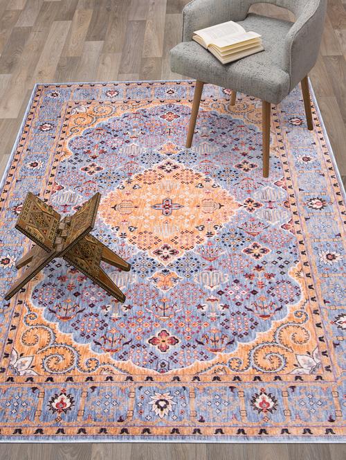 antique look transitional design anti-skid premium quality large size carpet (5 x 7 feet) - 16197809 - Very Small Image - 1