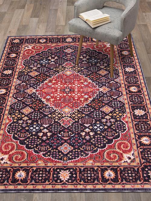 antique look transitional design anti-skid premium quality large size carpet (5 x 7 feet) - 16197810 - Very Small Image - 1