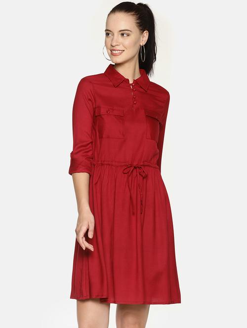 button detail drawstring waist dress - 16198028 - Very Small Image - 1