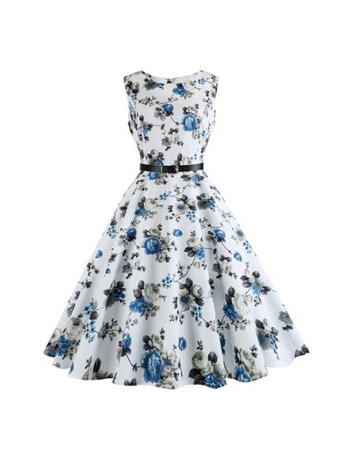 floral belted flared dress - 16198054 - Very Small Image - 1
