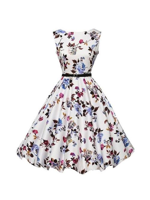 floral belted flared dress - 16198068 - Very Small Image - 1