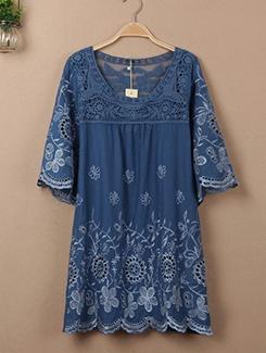 scoop neck schiffli tunic - 16198499 - Very Small Image - 1